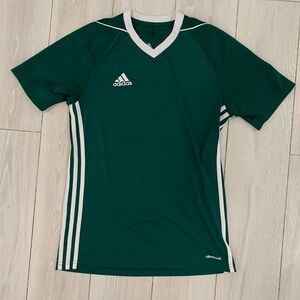 Adidas green and white Tee